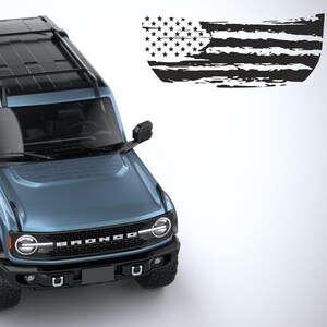 Hood graphic American flag sticker Vinyl decal fits Ford Bronco 2021-2024
