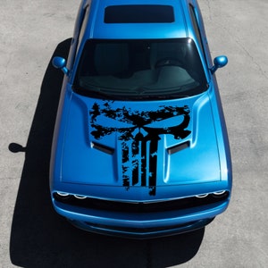 NEW! The Punisher HOOD Vinyl Decal Sticker Graphics Kit fits 2015 - 2021 Dodge Challenger