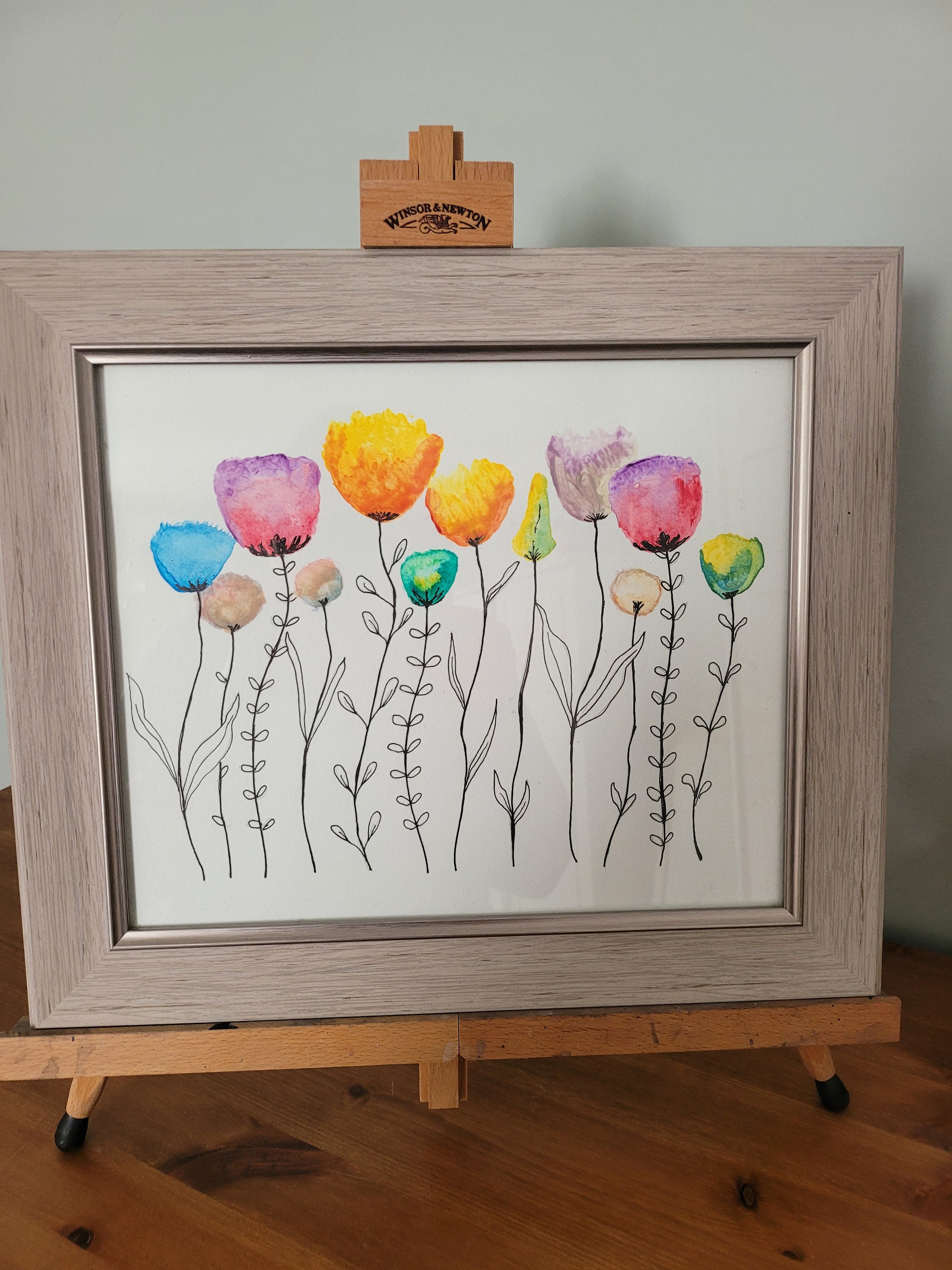 額入りのオリジナルの花の水彩画と水墨画。 - Etsy 日本