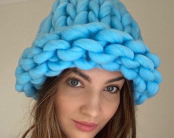 Gorro de punto grueso hecho a mano: gorro extragrande de nailon bio vegano