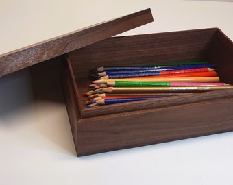Walnut Art Box, Walnut Wooden Art Storage Box, Pencil Box, Paint Brush Box, Craft Supply Box