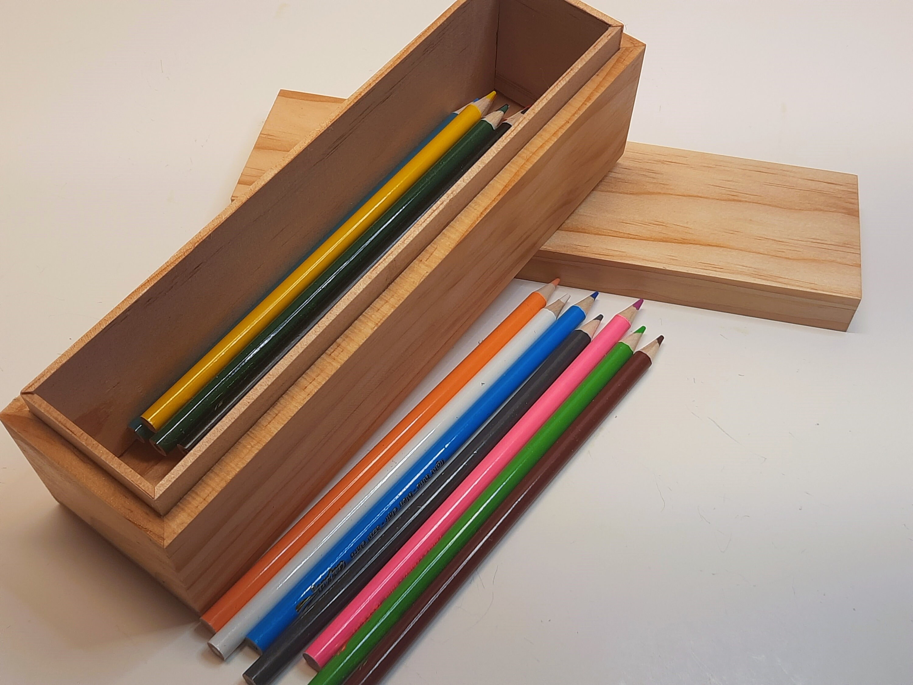 Small Wooden Art/pencil Storage Box With Light Natural Finish Etsy