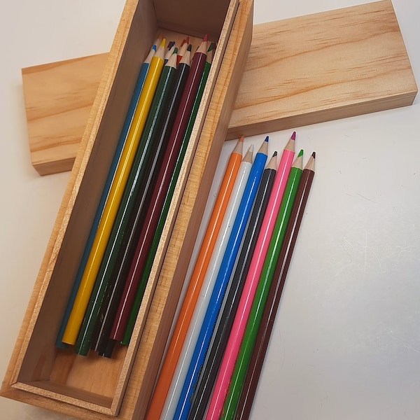 Wood Pencil Box Etsy