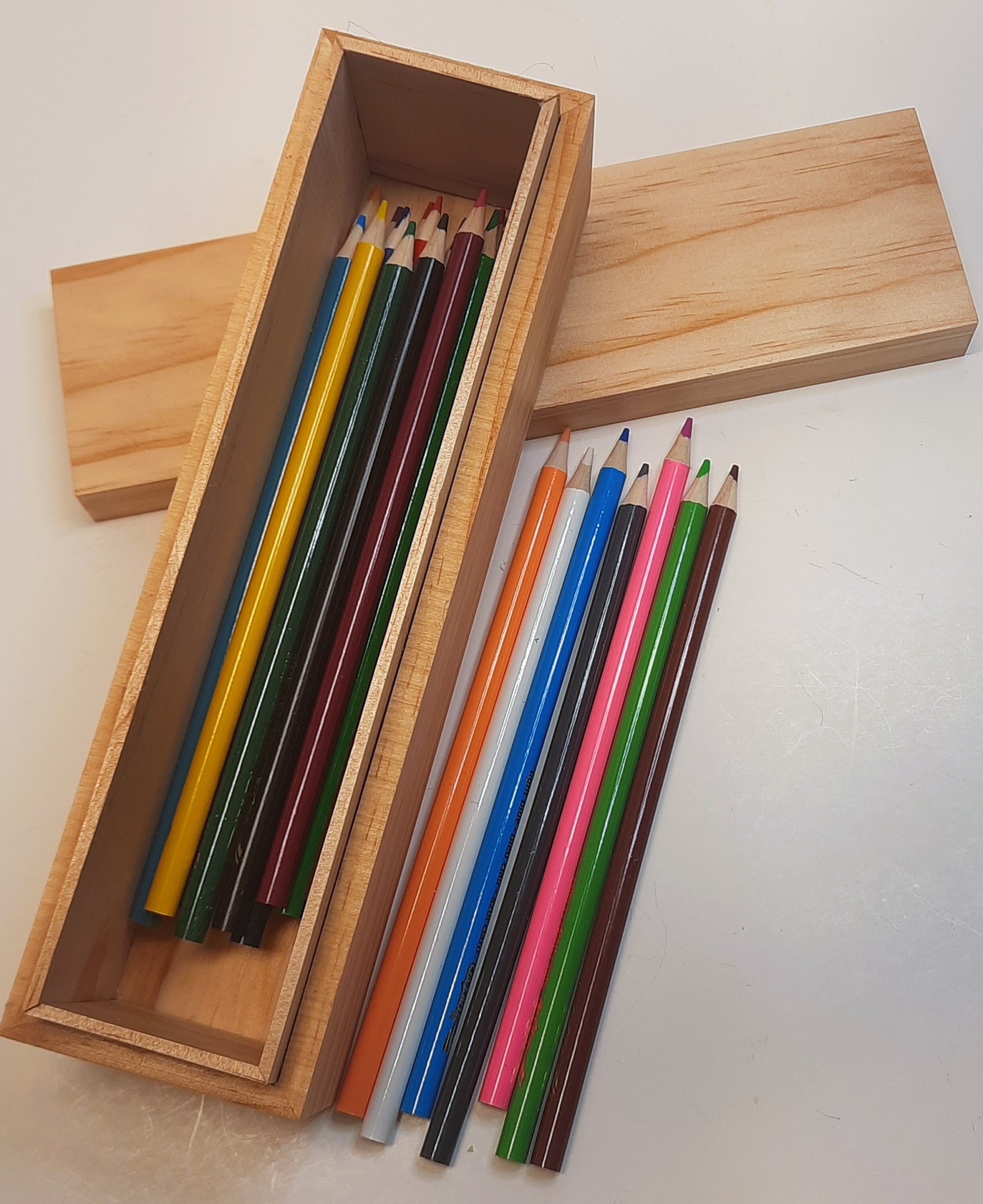 Small Wooden Art/pencil Storage Box With Light Natural Finish Etsy