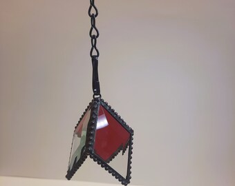 Bevel Suncatcher, Dark Red Bevel Pyramid Suncatcher