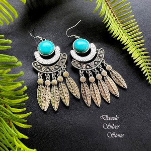 Türkis Tropfen Ohrringe, Silber Ohrringe, künstlicher Türkis Ohrringe, Handgemachte Türkis Ohrringe, Boho Schmuck, Türkis Stein Schmuck