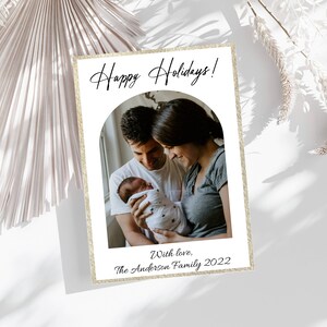 Christmas Photo Card Template, Holiday, Printable, Minimalist, Instant Download