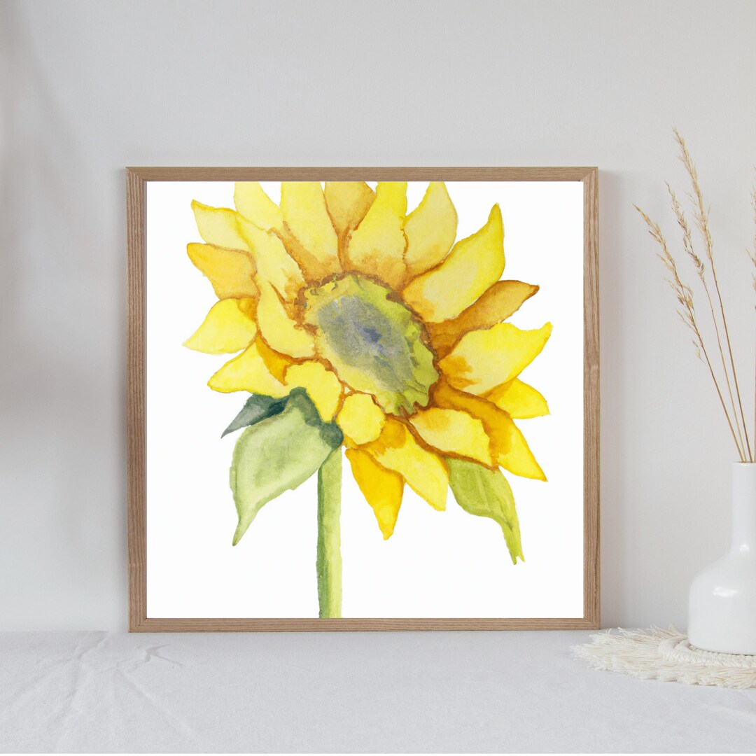 Sunflower Printable Art, Flower Art, Watercolor Sunflower, Wall Art ...