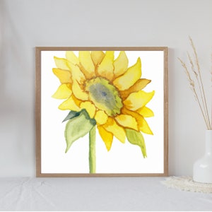 Sonnenblume Druckbare Kunst, BlumenKunst, Aquarell Sonnenblume, Wandkunst, druckbare Kunst, digitaler Download, Sofortiger Download