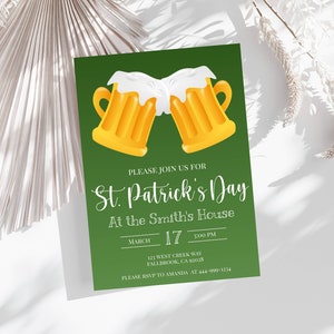 St. Partick&#39;s Day Invitation Template, Saint Patrick&#39;s, Invite, Printable, INSTANT Download, Electronic, Digital