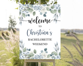 Bachelorette Party Sign Template, Bach, Weekend, Poster, Dusty Blue, Printable, Try Before You Buy, INSTANT Download