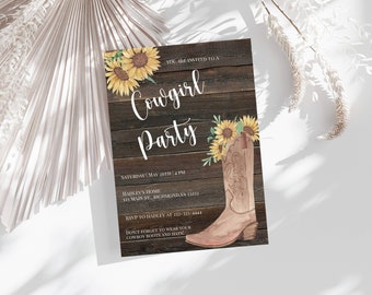 Cowgirl Party einladen Vorlage, Einladung, druckbar, ausprobieren, bevor Sie kaufen, DIY, Western, SOFORTIGER Download, elektronisch, digital
