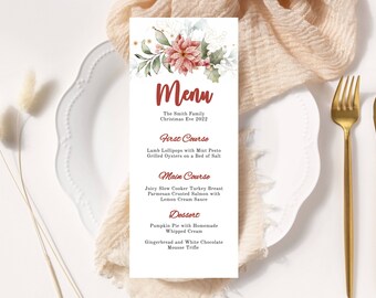 Modello per menu di Natale, stampabile, prova prima di acquistare, fai da te, vacanze, cena, brunch, download immediato