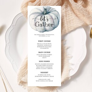 Thanksgiving Menu Template, Printable, Fall, Autumn, Pumpkin, Try Before You Buy, INSTANT Download