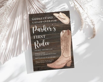 Geburtstagsparty einladen Vorlage, Einladung, erster Geburtstag, Turning One, Western, Cowboy, INSTANT Download, printable