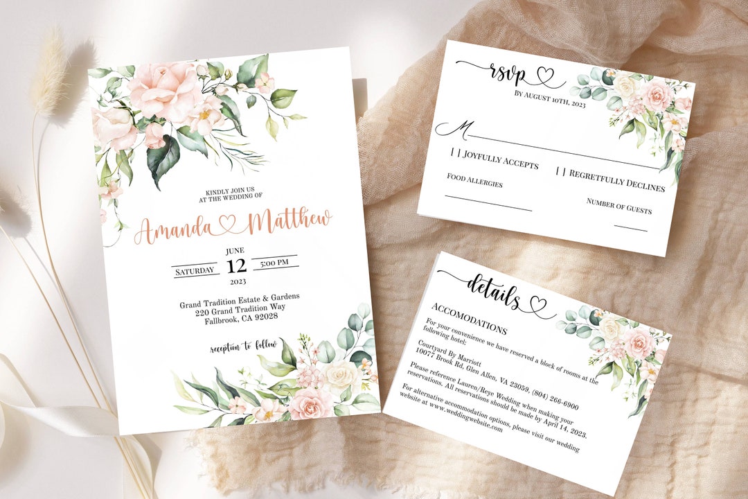 Bundle De Mod le D invitation De Mariage Inviter Carte RSVP Carte De 
