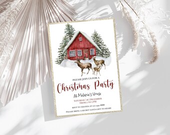 Weihnachtsfeier einladen Vorlage, Einladung, druckbar, ausprobieren, bevor Sie kaufen, DIY, Urlaub, SOFORTIGER Download, elektronisch, digital
