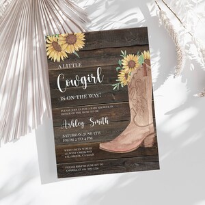 Baby Shower Invitation Template, Invite, Printable, Cowgirl, Girl, Western, INSTANT Download