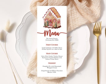 Christmas Menu Template, Printable, Try Before You Buy, DIY, Holiday, Dinner, Brunch, INSTANT Download