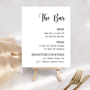 Wedding Bar Menu Sign Template, Printable, Try Before You Buy, DIY, INSTANT Download, Minimalist, Simple
