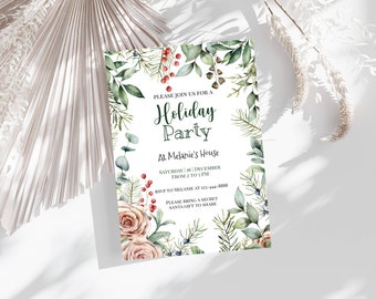 Weihnachtsparty einladen Vorlage, Einladung, druckbar, vor dem Kauf ausprobieren, DIY, Weihnachten, SOFORTIGER Download, elektronisch, digital