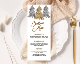 Kerstmenusjabloon, afdrukbaar, Try Before You Buy, Feestdag, Diner, Brunch, Lunch, INSTANT Download