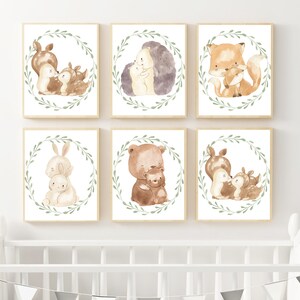 6er Set Wald Baby Tier Kinderzimmer druckbare Wandkunst, Hase, Waschbär, Hirsch, Igel, Fuchs, Bär, Aquarell, SOFORTIGER Download, printable