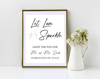 Sparkler Send-Off Wedding Sign Template, Let Love Sparkle, Printable, Try Before You Buy, INSTANT Download