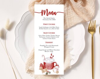 Christmas Menu Template, Printable, Try Before You Buy, DIY, Holiday, Dinner, Brunch, INSTANT Download