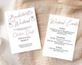 Bachelorette Party Invitation Template, Details, Printable, Invite, Bach Weekend, INSTANT Download, Electronic, Digital