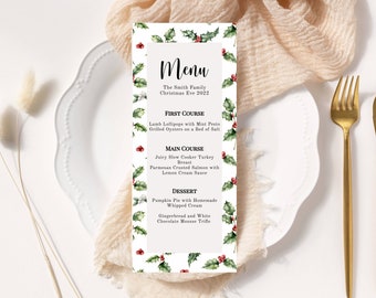 Christmas Menu Template, Holiday, Printable, Try Before You Buy, DIY, Dinner, Brunch, INSTANT Download