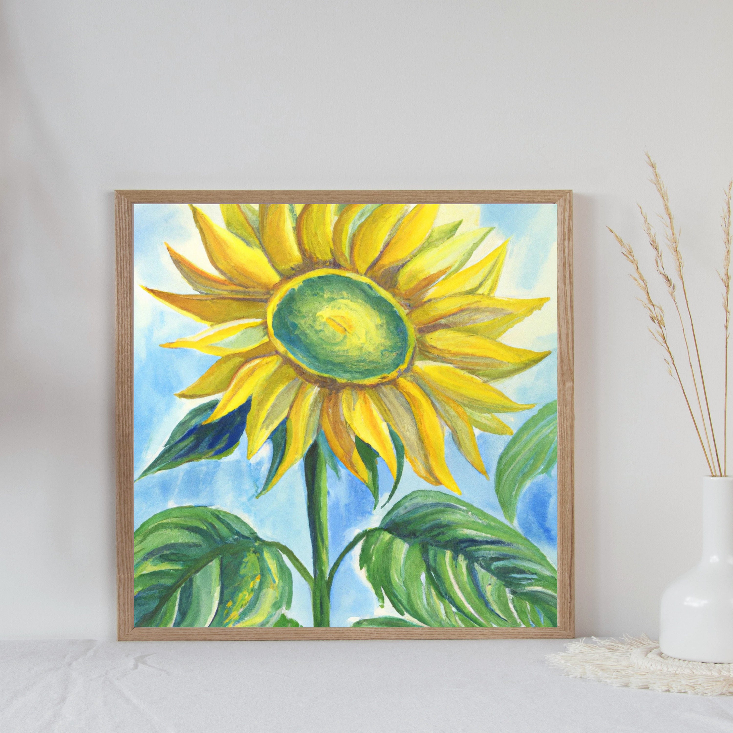 Sunflower Printable Art, Flower Art, Watercolor Sunflower, Wall Art ...