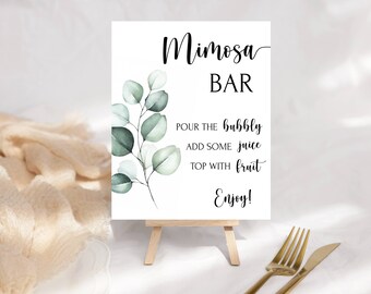 Mimosa Bar Schild Vorlage, Hochzeit, Party, druckbar, vor dem Kauf ausprobieren, DIY, SOFORTIGER Download, minimalistisch