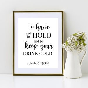 Koozie Wedding Sign Template, Drink Cooler, Party Favor Sign, Poster, Printable, DIY, Try Before You Buy, INSTANT Download