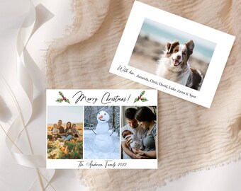 Christmas Photo Card Template, Holiday Card, Front and Back, Printable, Instant Download, Try Before You Buy