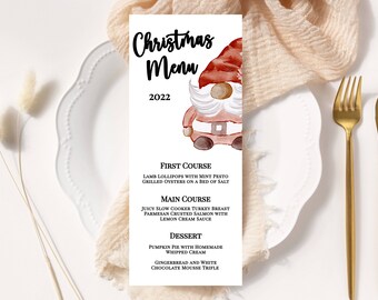 Kerstmenusjabloon, Feestdag, Afdrukbaar, Try Before You Buy, DIY, Diner, Brunch, Kabouter, INSTANT Download