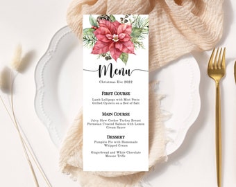 Christmas Menu Template, Holiday, Printable, Try Before You Buy, DIY, Dinner, Brunch, INSTANT Download