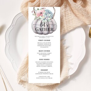 Thanksgiving Menu Template, Friendsgiving, Printable, Fall, Autumn, Pumpkin, Try Before You Buy, INSTANT Download