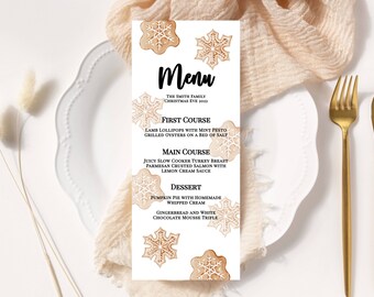 Modello per menu di Natale, festività, stampabile, prova prima di acquistare, fai da te, cena, brunch, download immediato