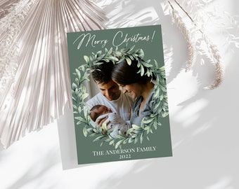 Christmas Photo Card Template, Holiday Card, Printable, Minimalist, Instant Download, Try Before You Buy