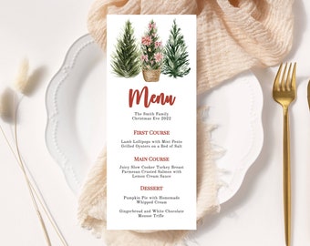 Modello per menu di Natale, stampabile, prova prima di acquistare, fai da te, vacanze, cena, brunch, download immediato
