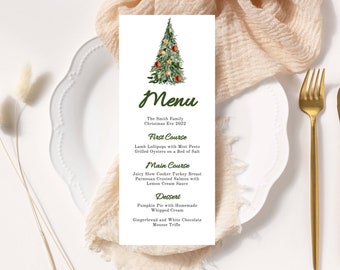 Modello per menu di Natale, festività, stampabile, prova prima di acquistare, fai da te, cena, brunch, download immediato