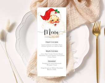Christmas Menu Template, Holiday, Santa, Printable, Try Before You Buy, DIY, Dinner, Brunch, INSTANT Download