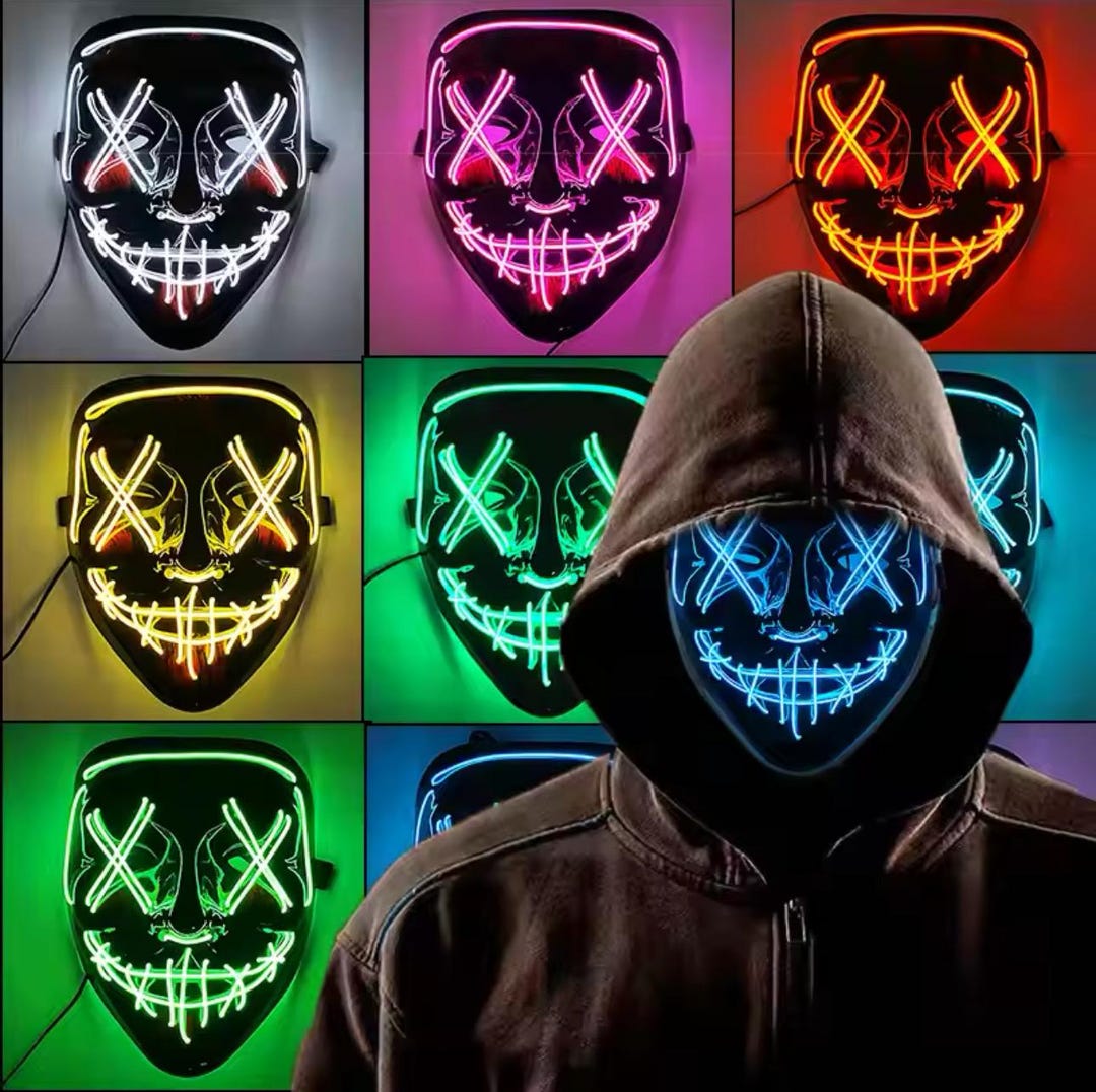 Pink Light Up LED Stitch Mask The Purge Pink Light Up LED Stitch Mask The Purge