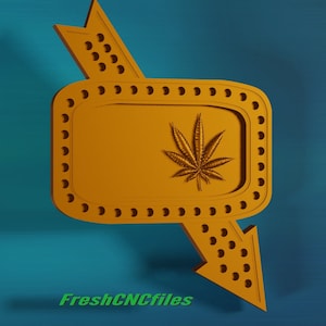 Weed Leaf Teken | CNC 3D Reliëf Bestand STL