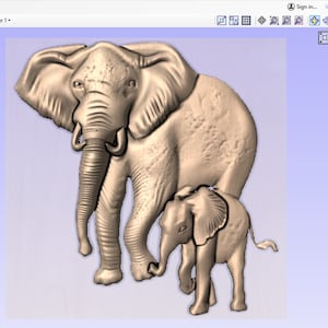 Elefante con ternera / Archivo de relieve 3D CNC STL