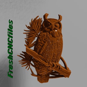 Owl in a tree | CNC 3D Relief File STL