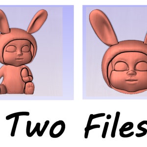 Bambino con le orecchie da coniglio / CNC 3D Relief File STL - 2 file