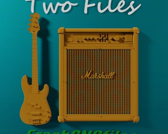Bass Guitar and Amp | Two Files - CNC 3D Relief Files,  STL