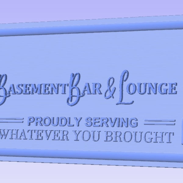 Basement Bar Sign  | CNC 3D Relief File STL